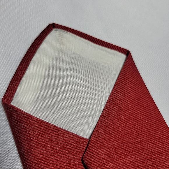 Christian Dior Tie Solid Red Embroidery Logo Designer Skinny Business Vintage - Picture 5 of 7